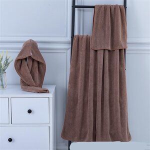 2-Piece Set, Household Bath Towel, Headscarf Pineapple Edging, Dry Hair Cap